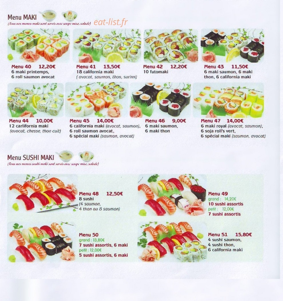 Asahi Sushi — carte page 4