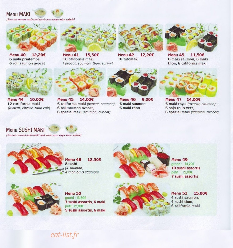 Asahi Sushi — carte page 5