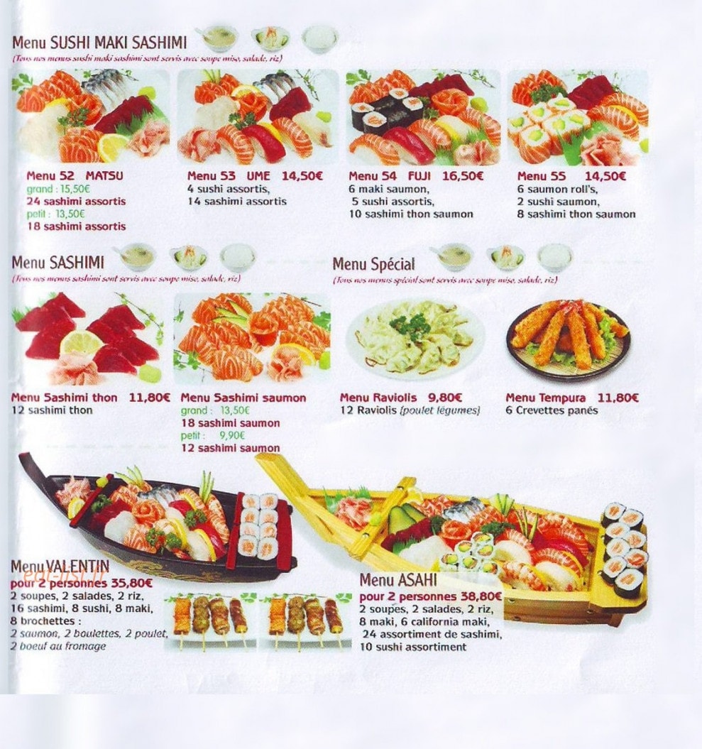 Asahi Sushi — carte page 6
