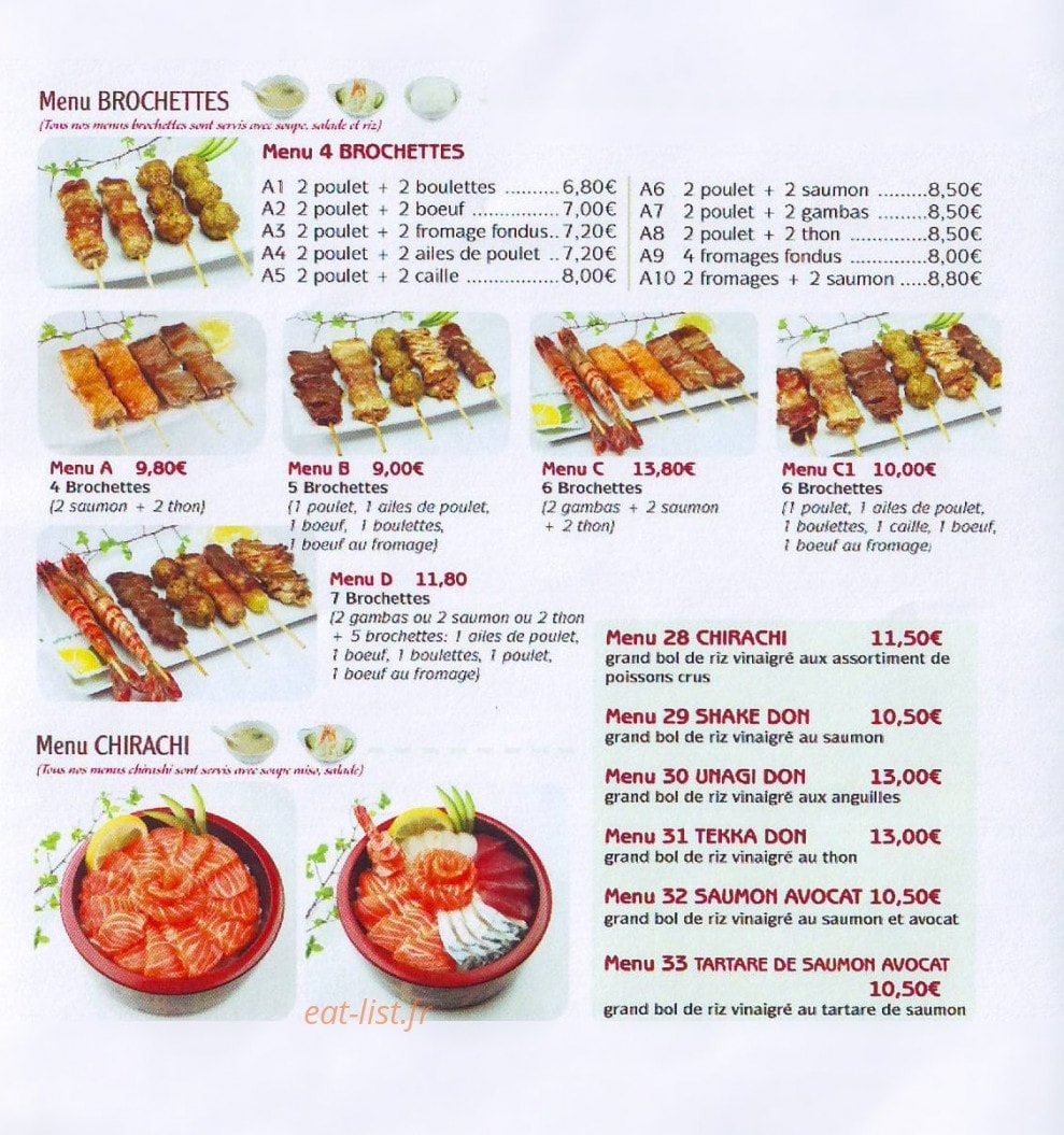 Asahi Sushi — carte page 3
