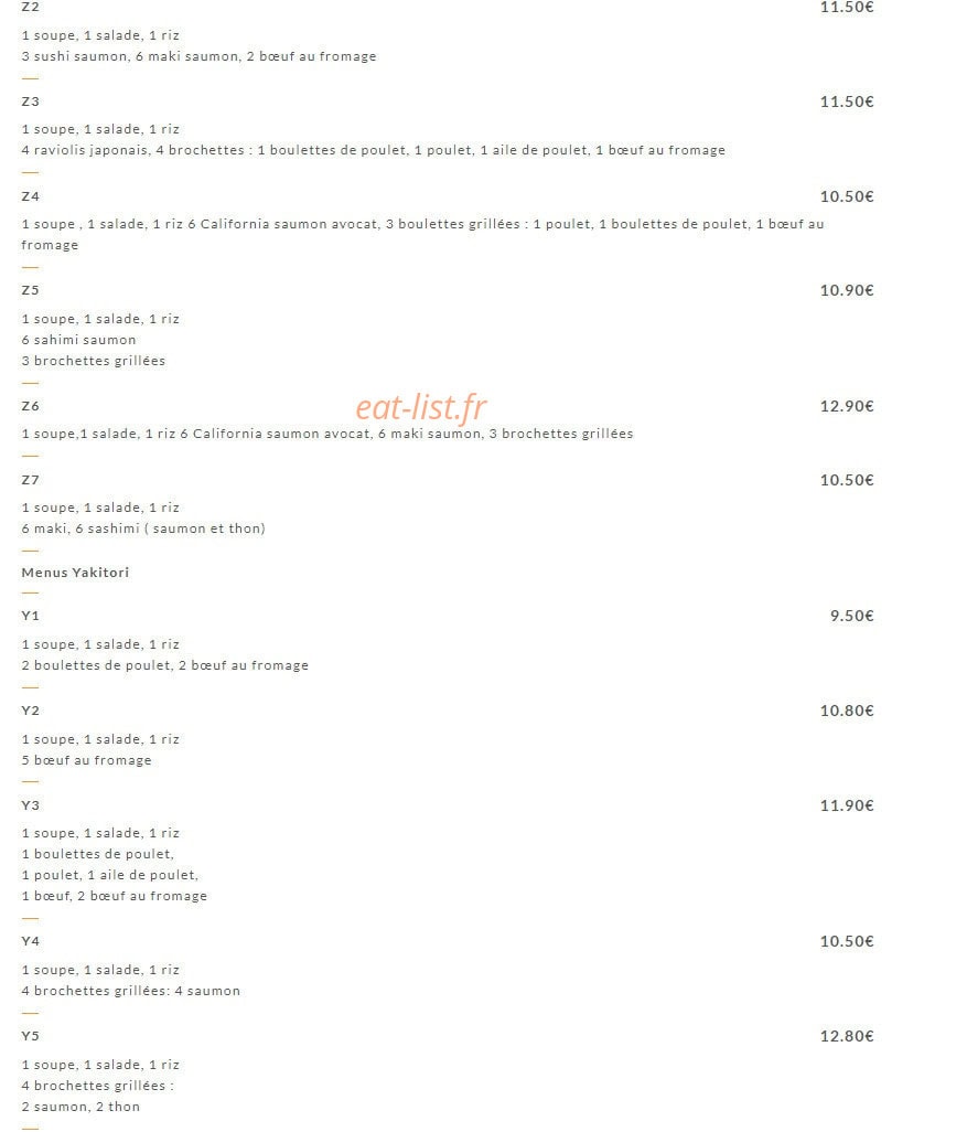 Asia Food — carte page 19