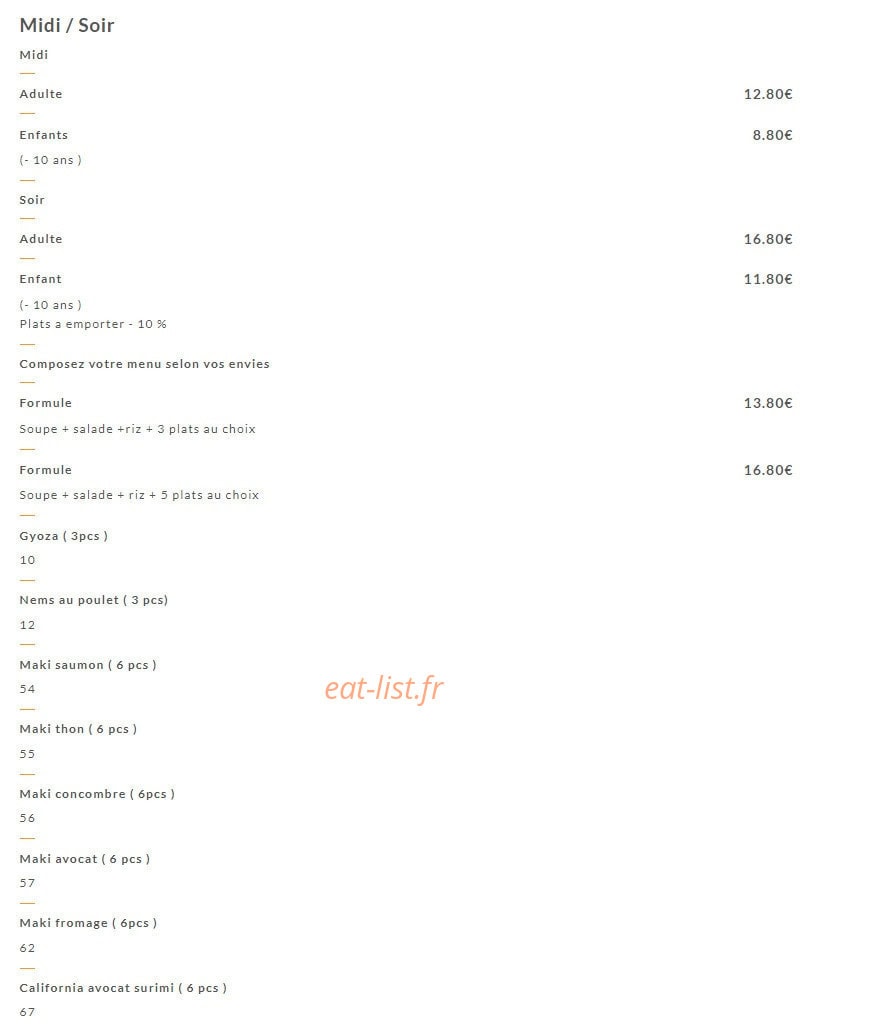 Asia Food — carte page 16