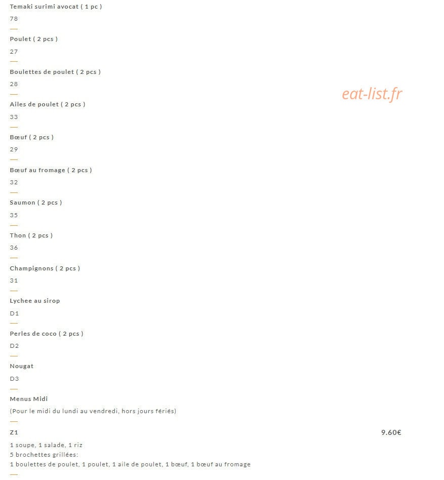 Asia Food — carte page 18