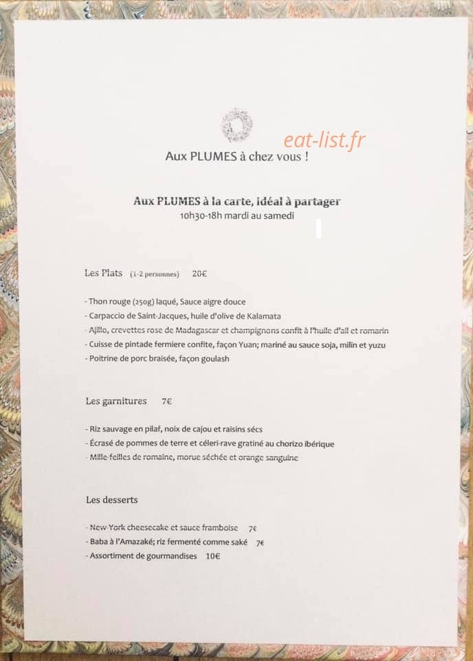 Aux Plumes — carte page 1