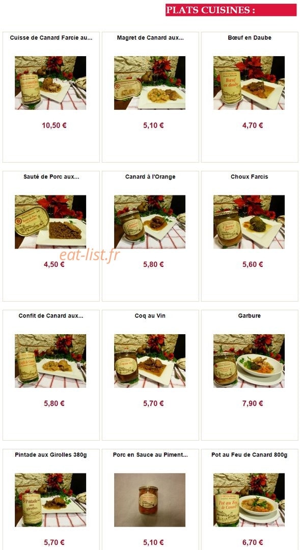 Aux Produits du Sud Ouest — carte page 6