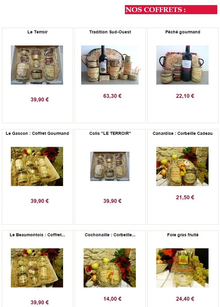 Aux Produits du Sud Ouest — carte page 8