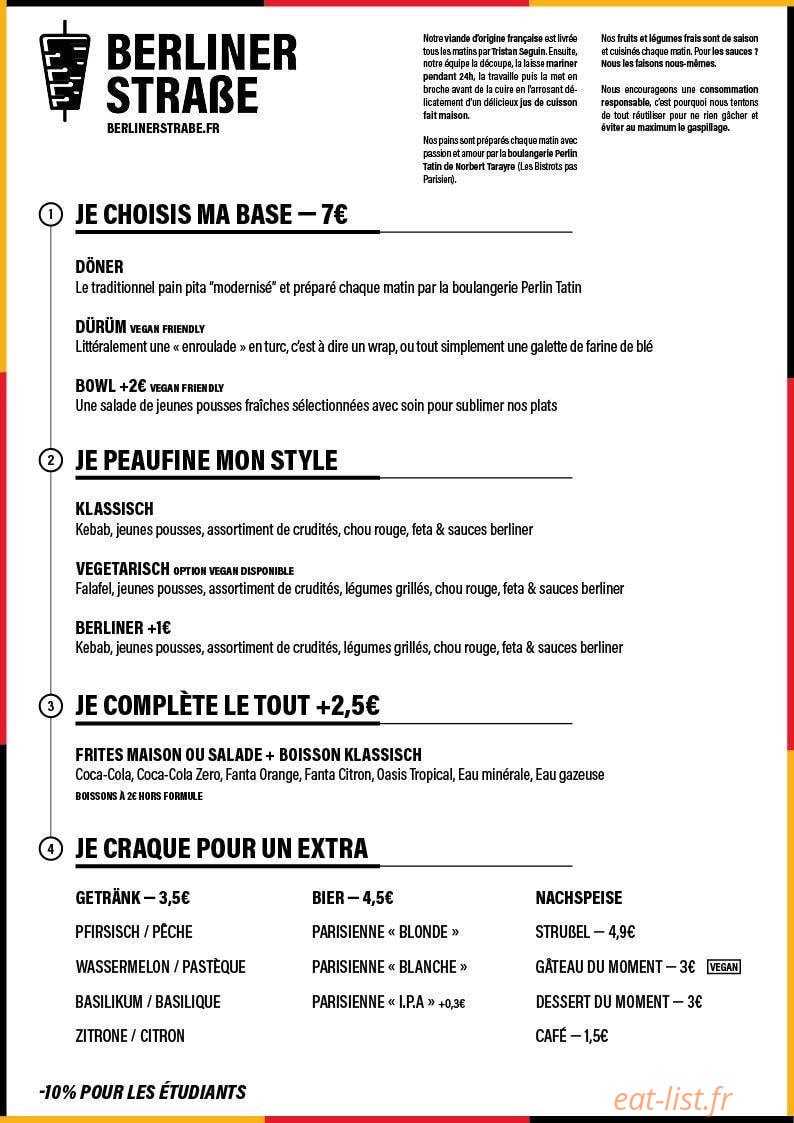 Berliner Strabe  Kebap — carte page 1
