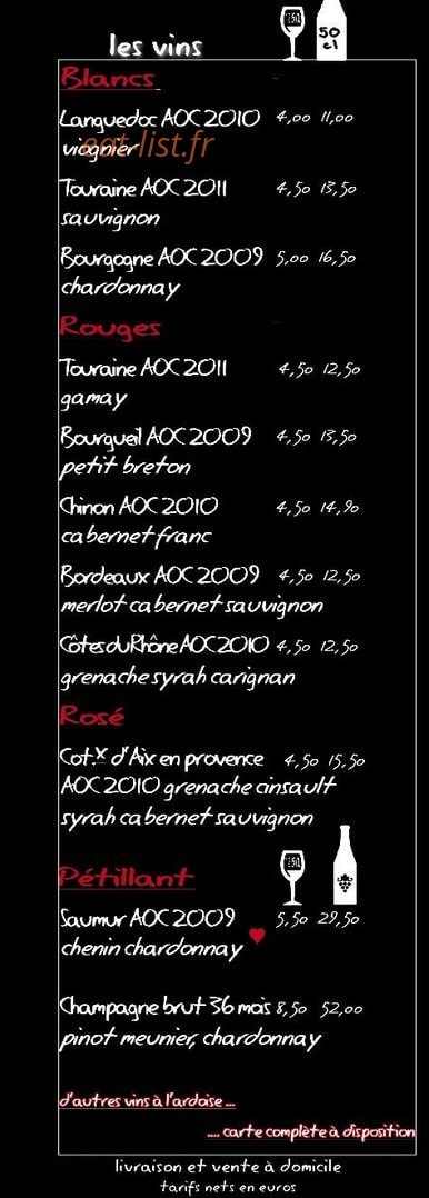 Bistrot des Campagnes — carte page 3