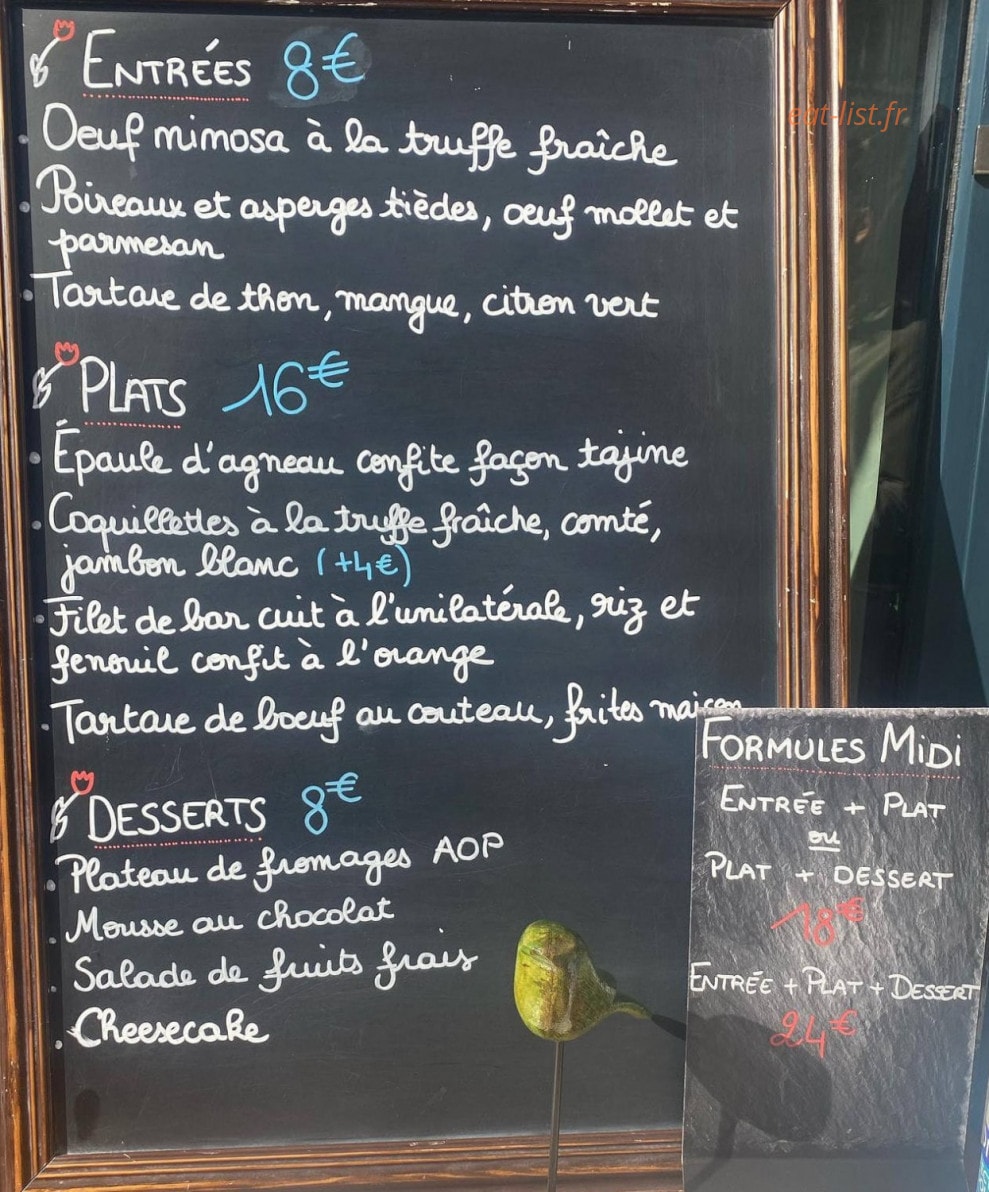 Bistrot des Plantes — carte page 1