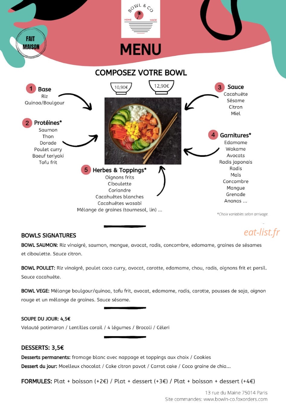 Bowl & Co — carte page 1