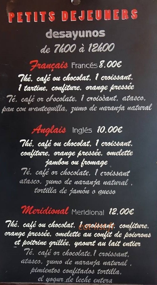 Cafe Daguerre — carte page 2