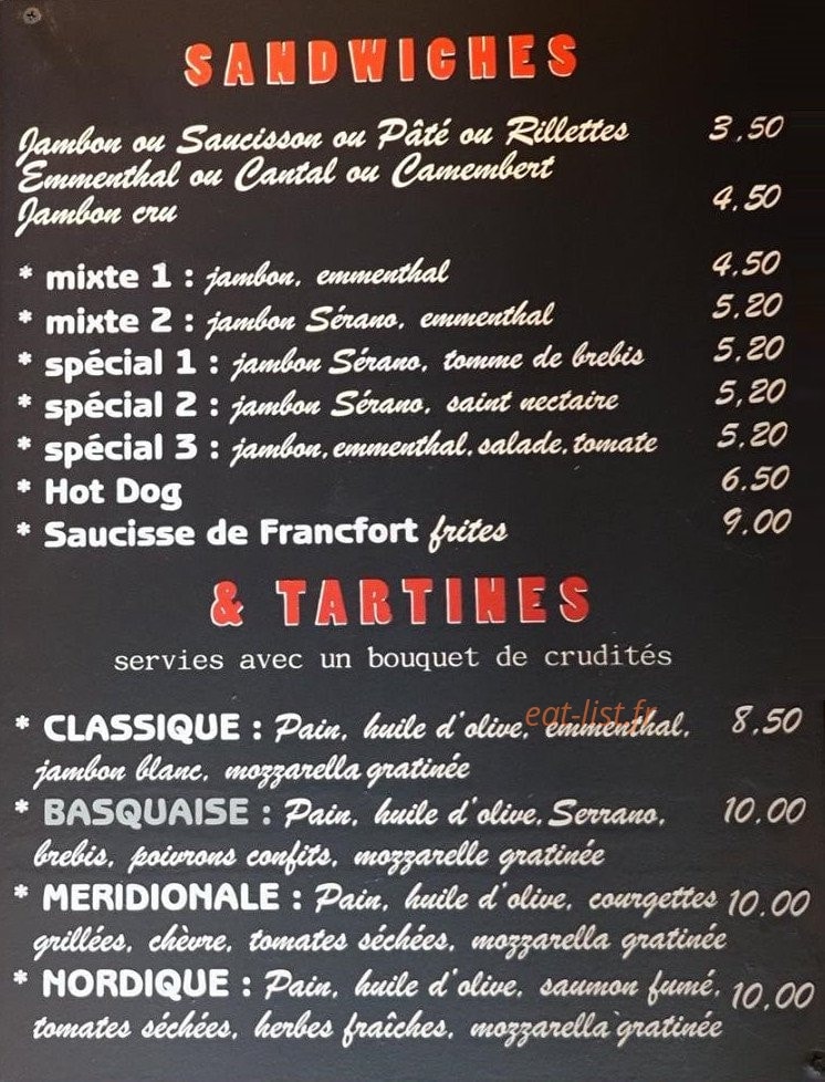 Cafe Daguerre — carte page 4