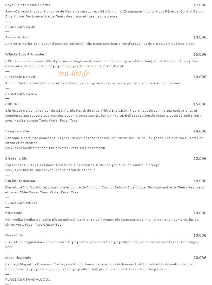 Café de la Place — carte page 17