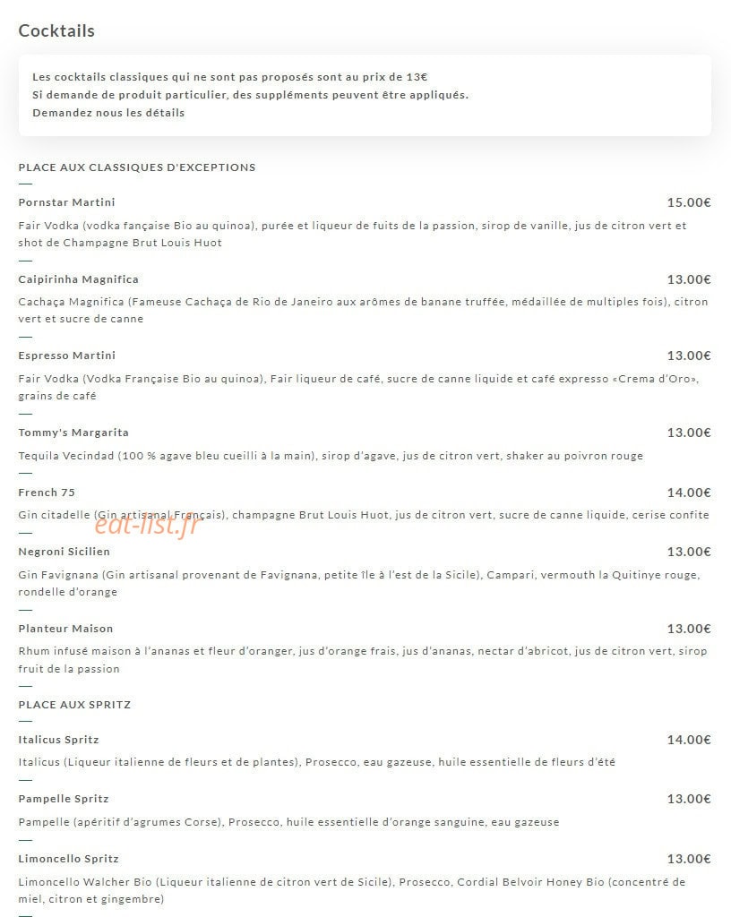 Café de la Place — carte page 16