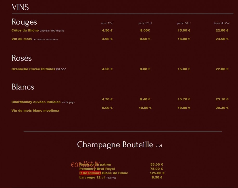Café Gaité — carte page 17