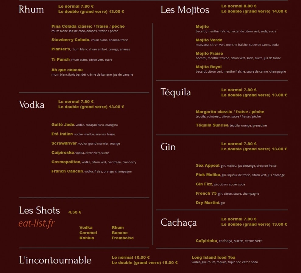 Café Gaité — carte page 16