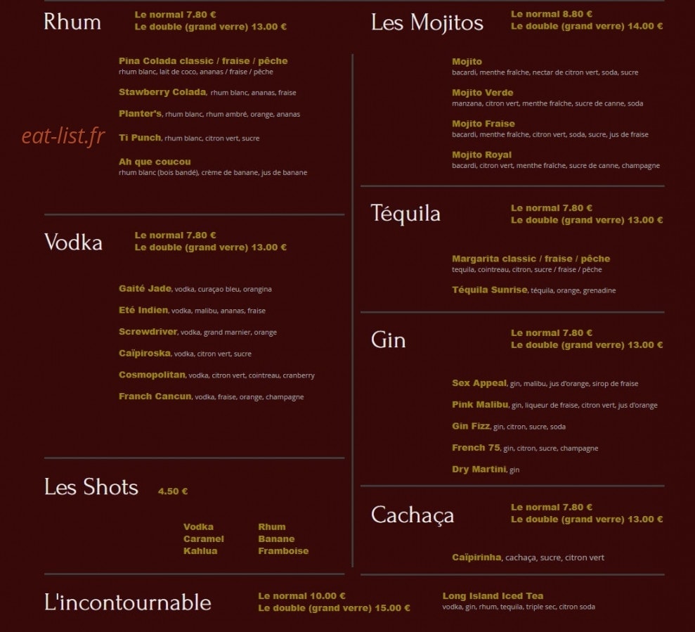 Café Gaité — carte page 15