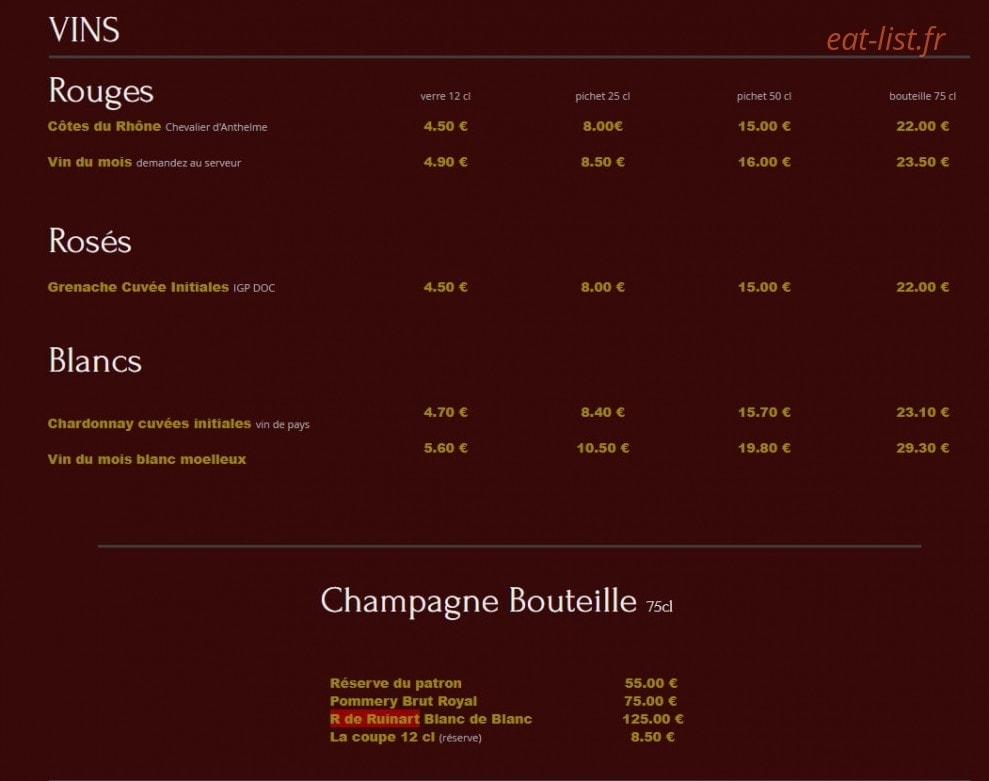 Café Gaité — carte page 18