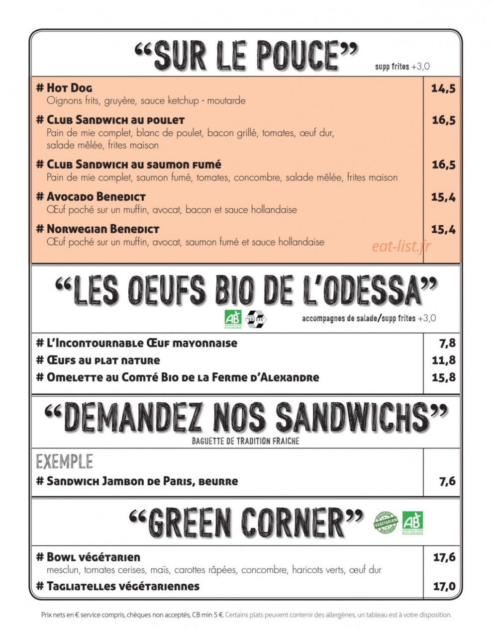 Café Odessa — carte page 3