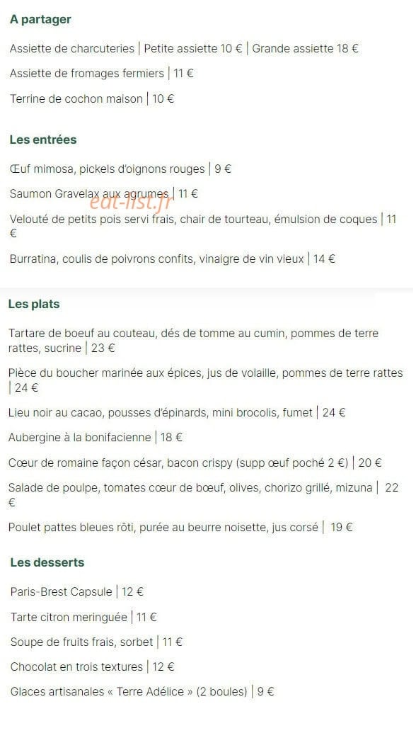 Capsule Restaurant — carte page 1