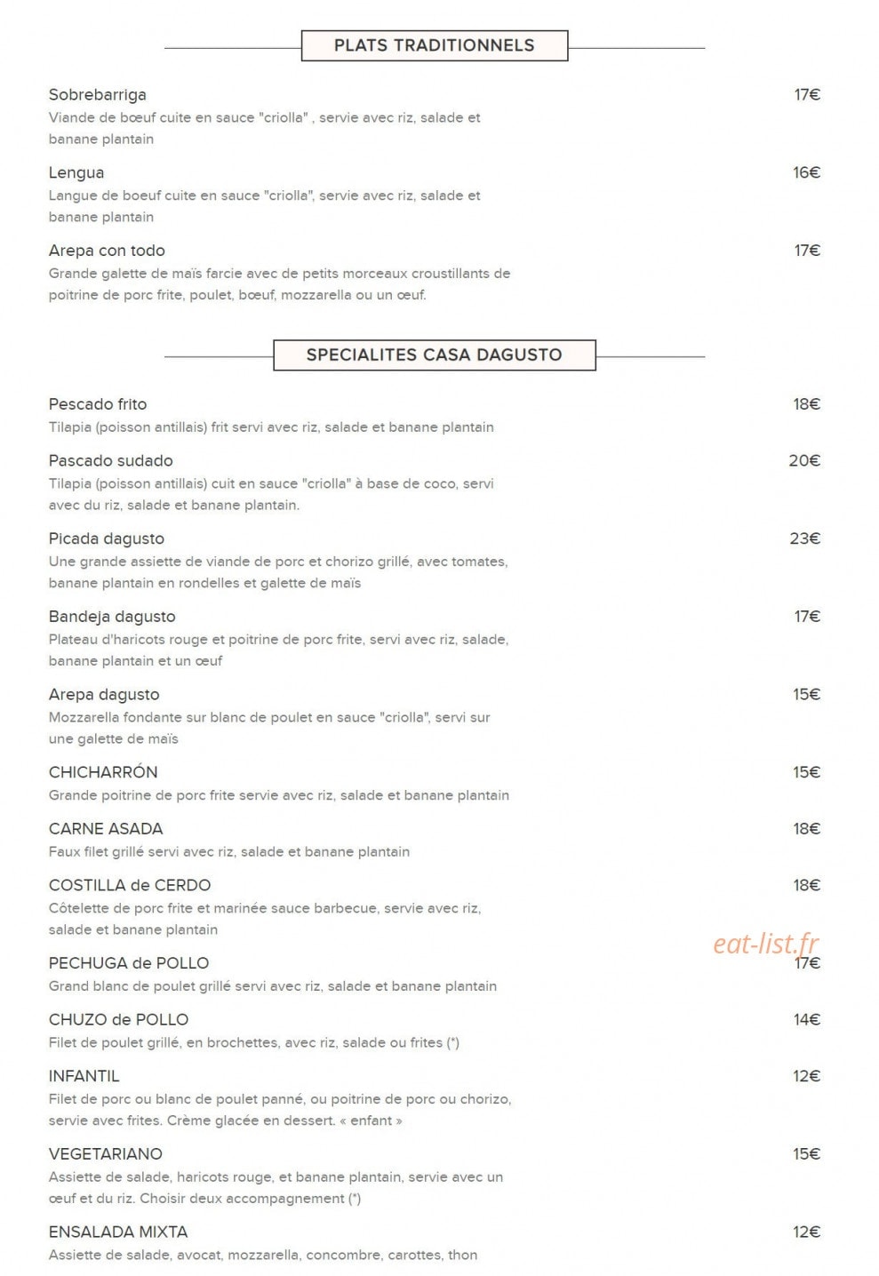Casa Dagusto — carte page 2