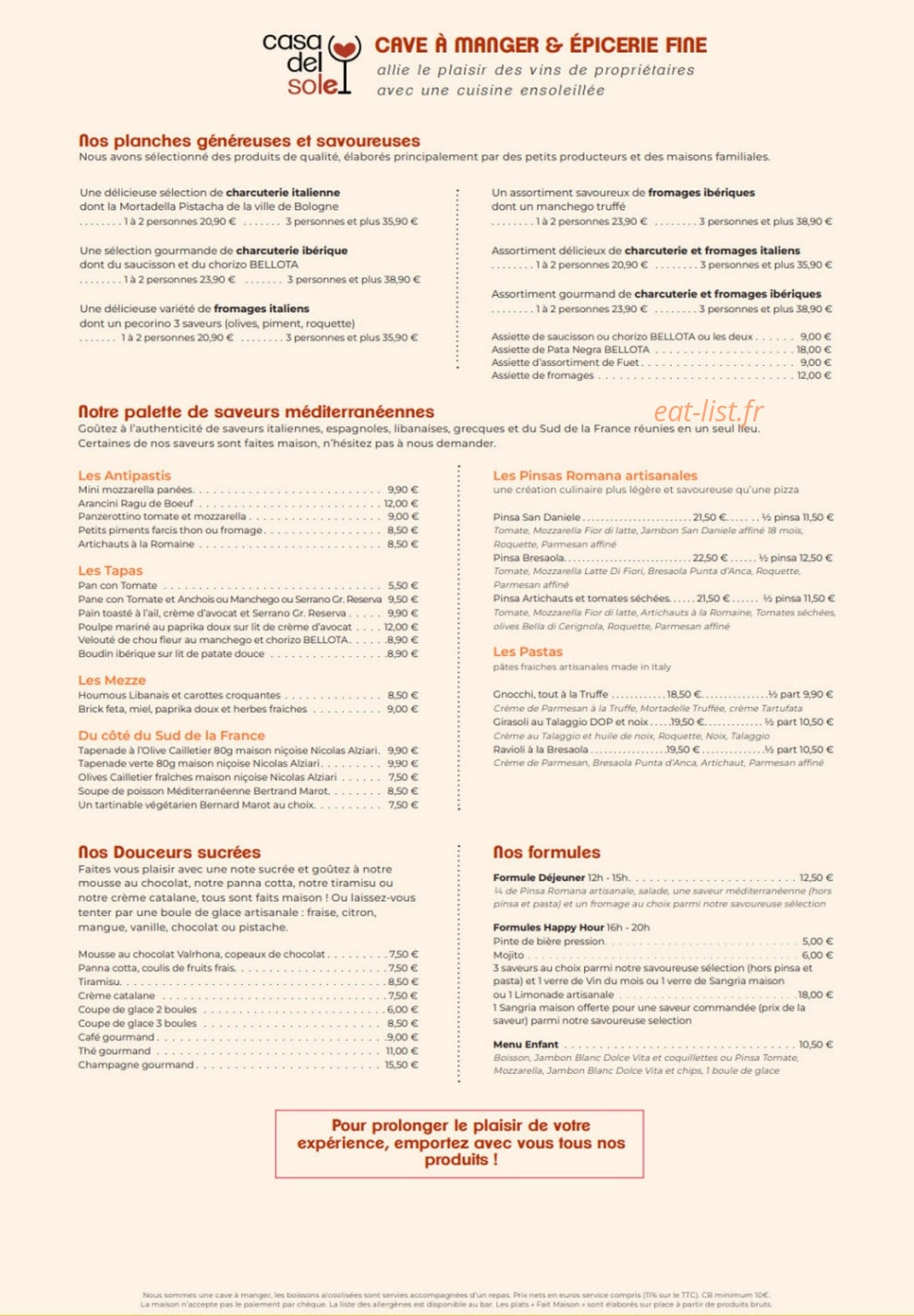 Casa del Sole — carte page 1