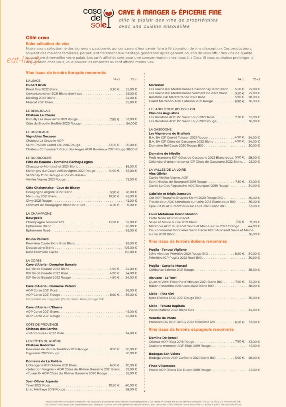 Casa del Sole — carte page 2