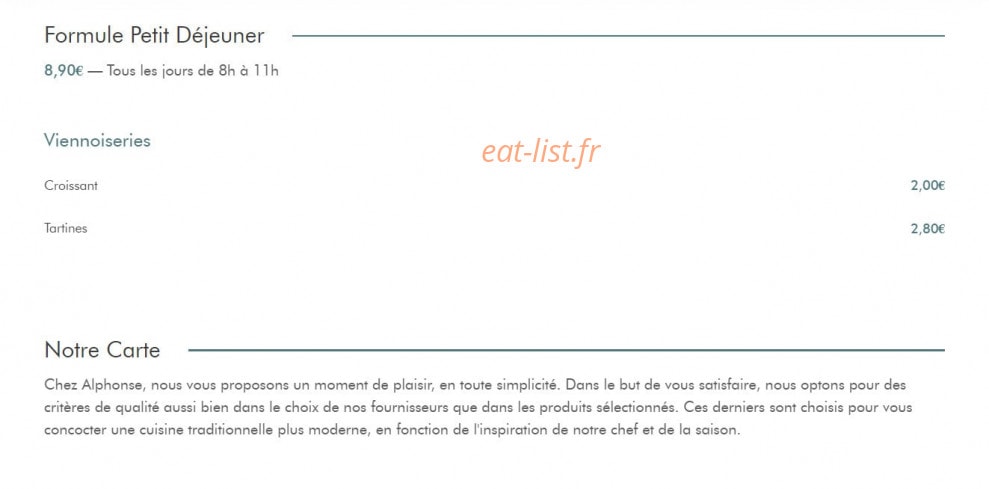 Chez Alphonse — carte page 1