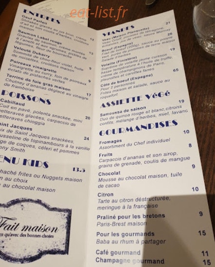 Chez Colette — carte page 1