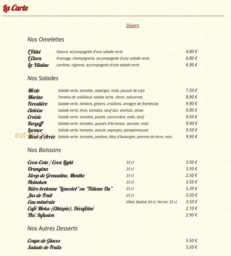 Crêperie de Plougastel — carte page 3