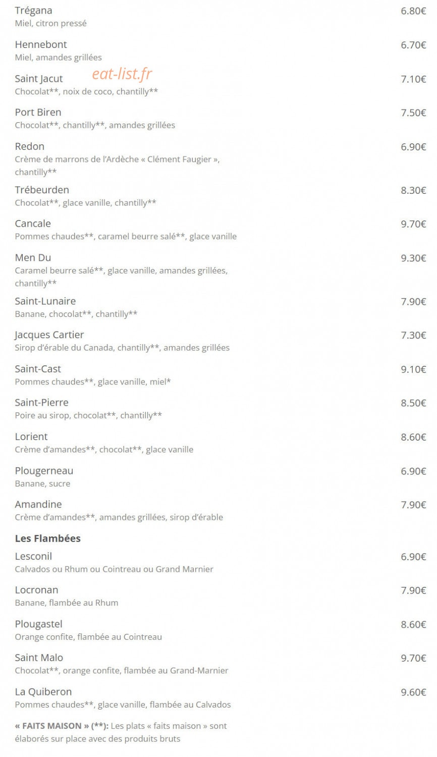 Crêperie de Quiberon — carte page 4