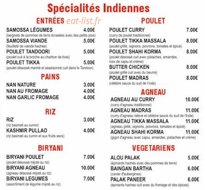 Curry Wala — carte page 4