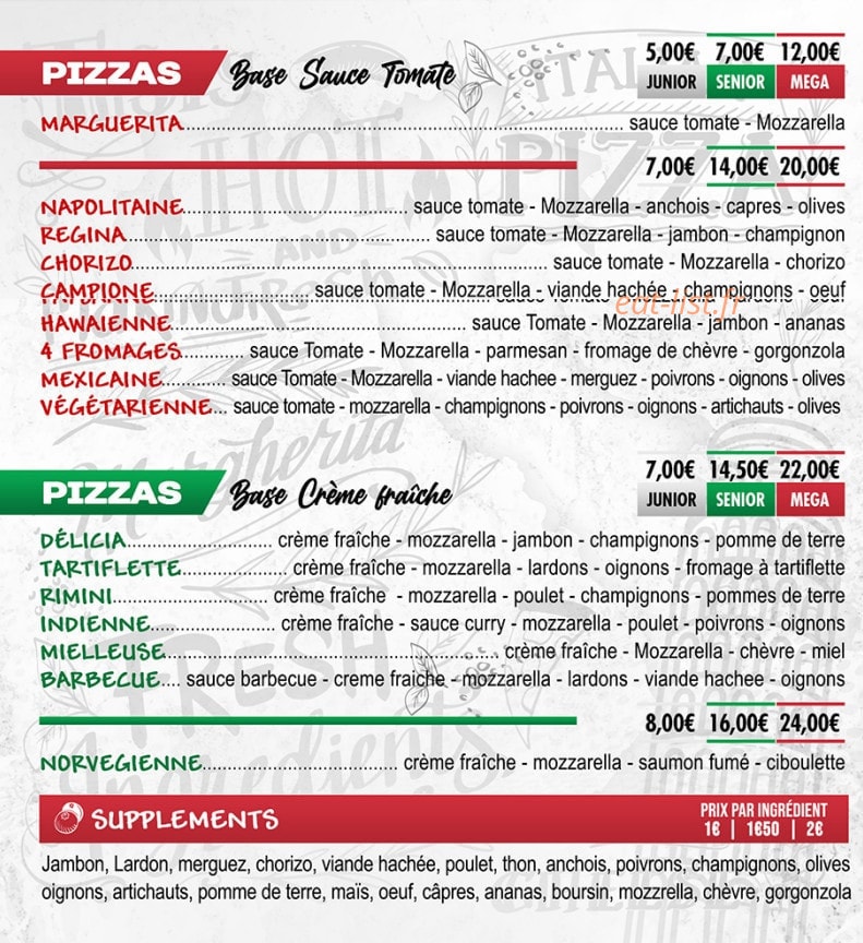 Delicia Pizza — carte page 2