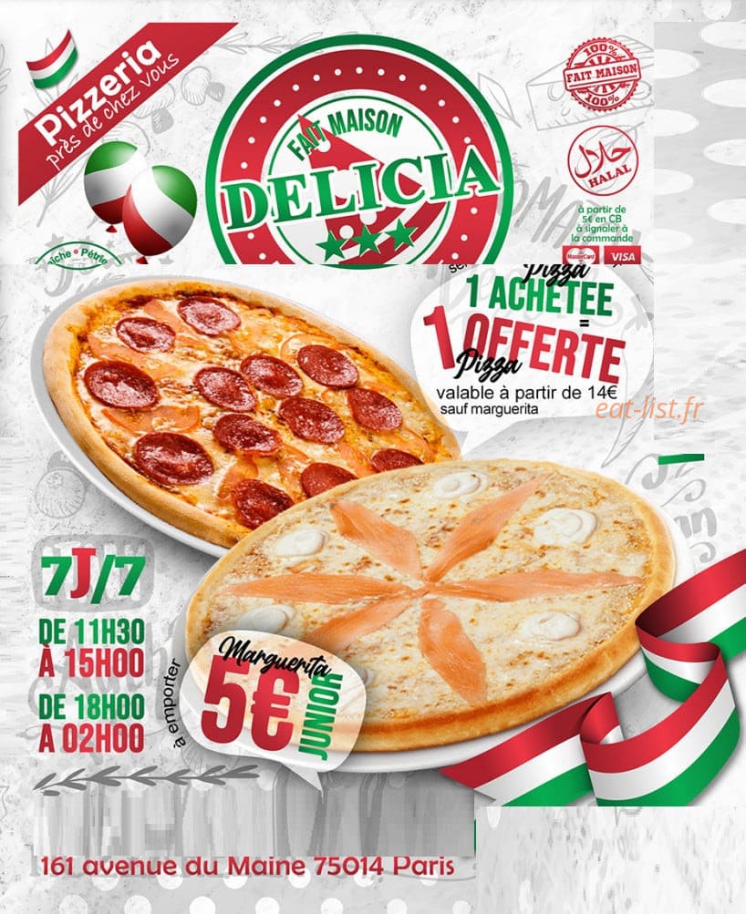 Delicia Pizza — carte page 1