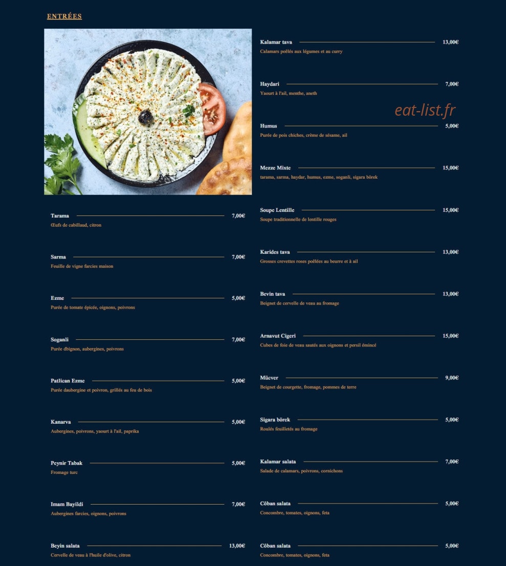 Dost Grill — carte page 1