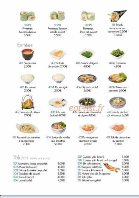 Ei Shin Sushi — carte page 10