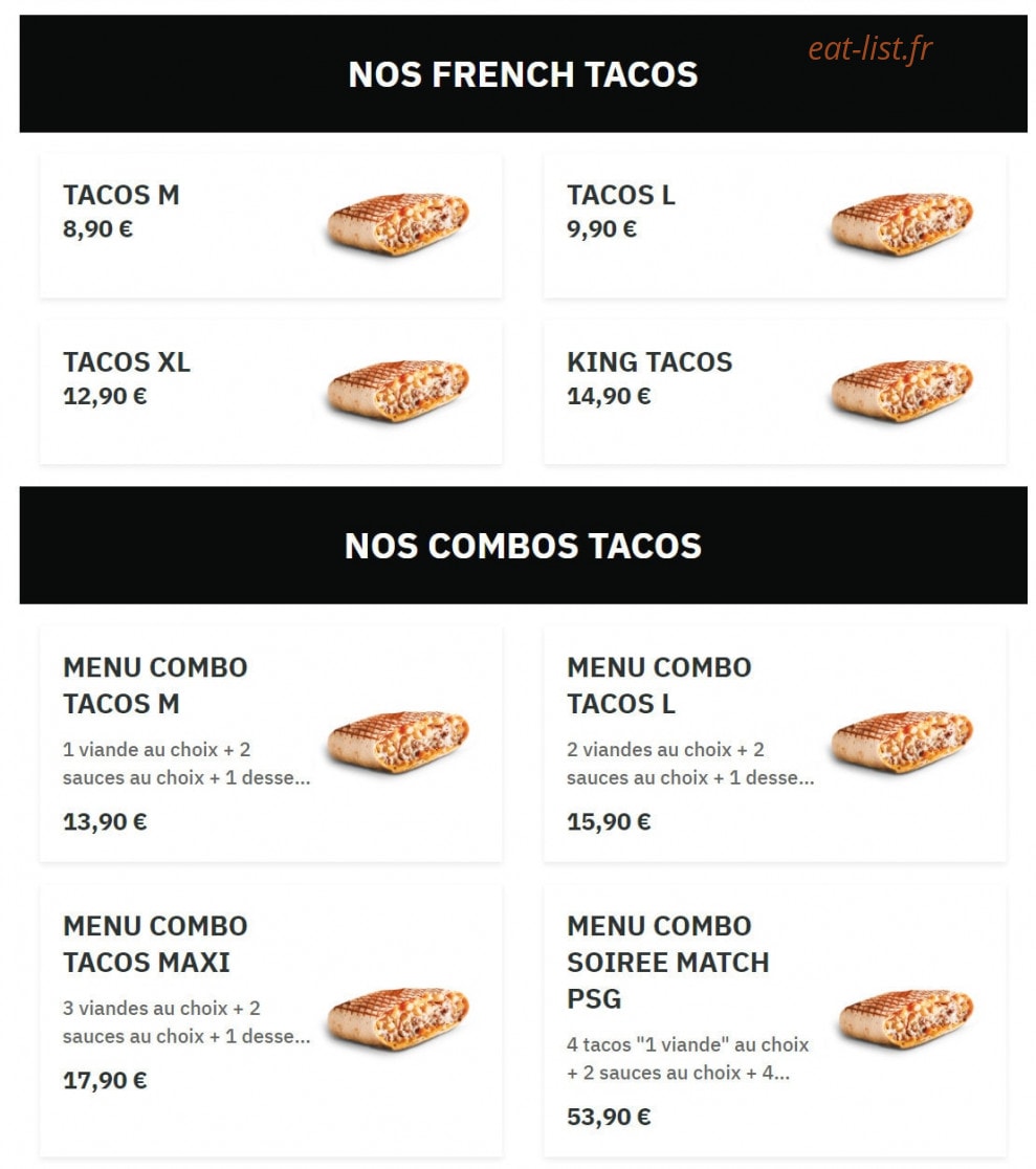 French Tacos — carte page 2