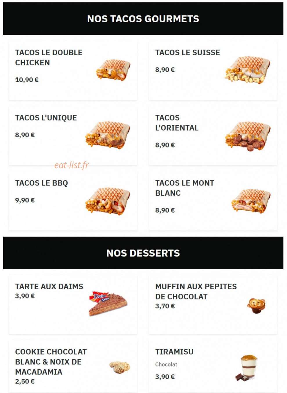 French Tacos — carte page 1