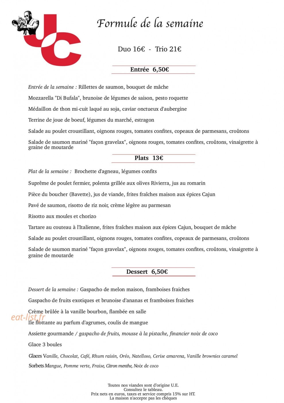 Jazz Café Montparnasse — carte page 2