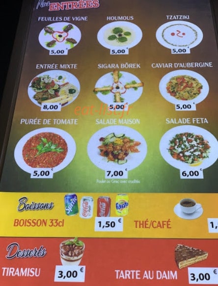 Kebab Alésia — carte page 1