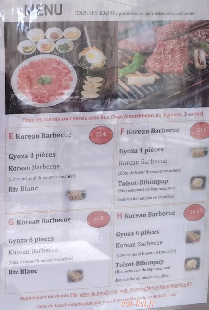 Korean Barbecue — carte page 2