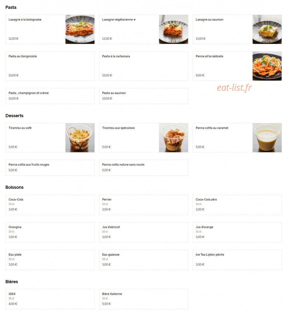 L'Auberge Calabraise — carte page 2