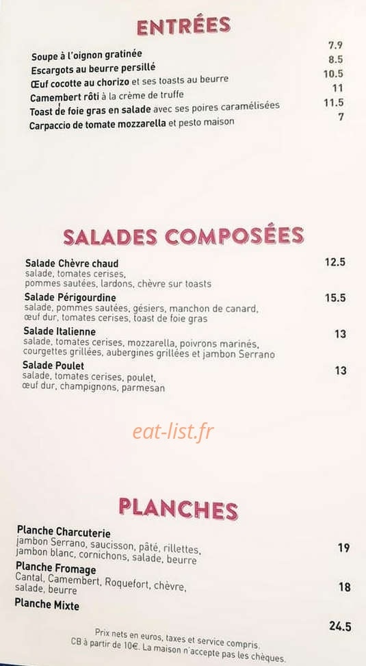 L'envie Bistrot — carte page 2