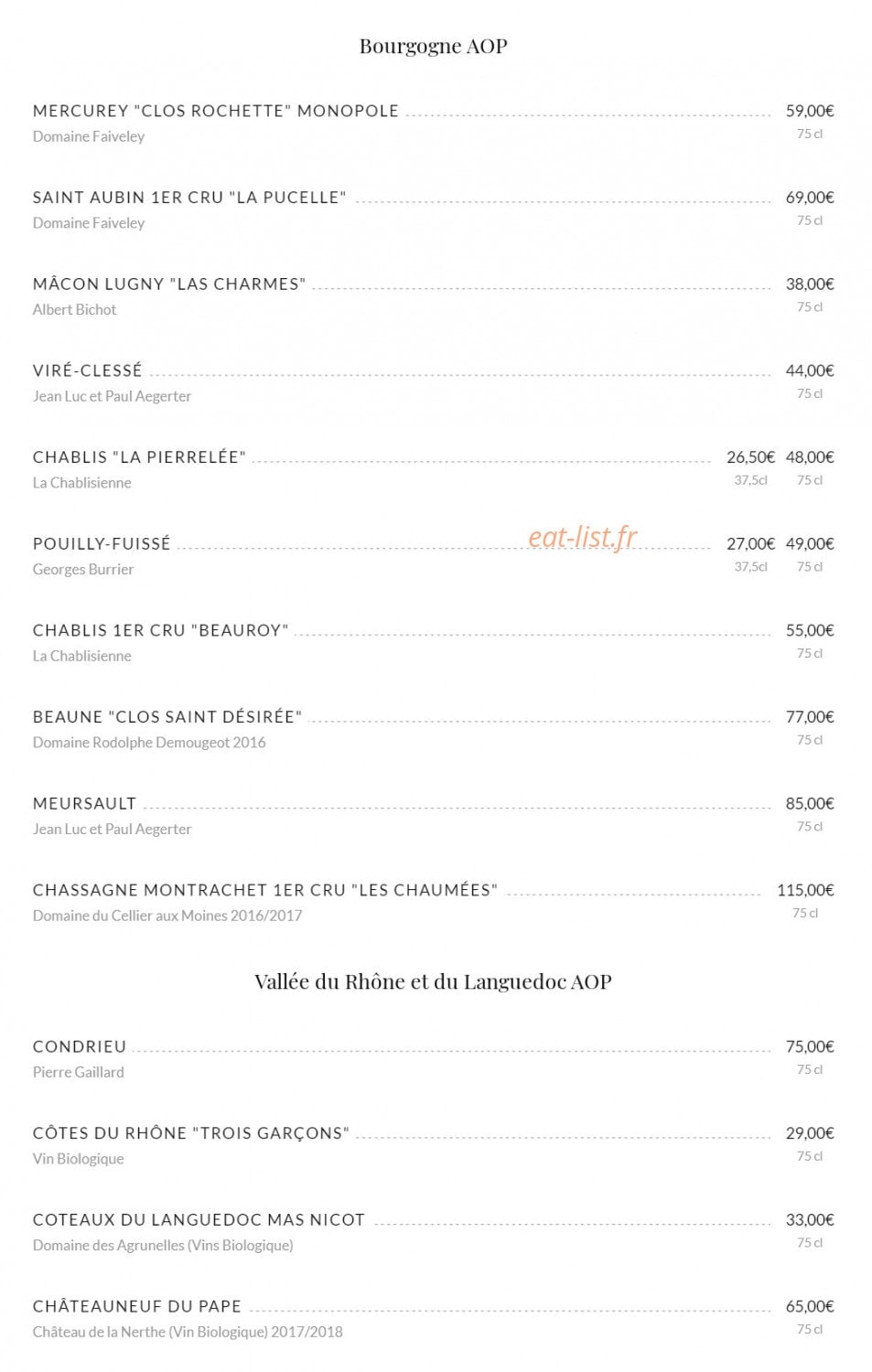La Coupole — carte page 17