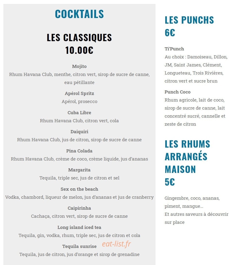 La Créole — carte page 1