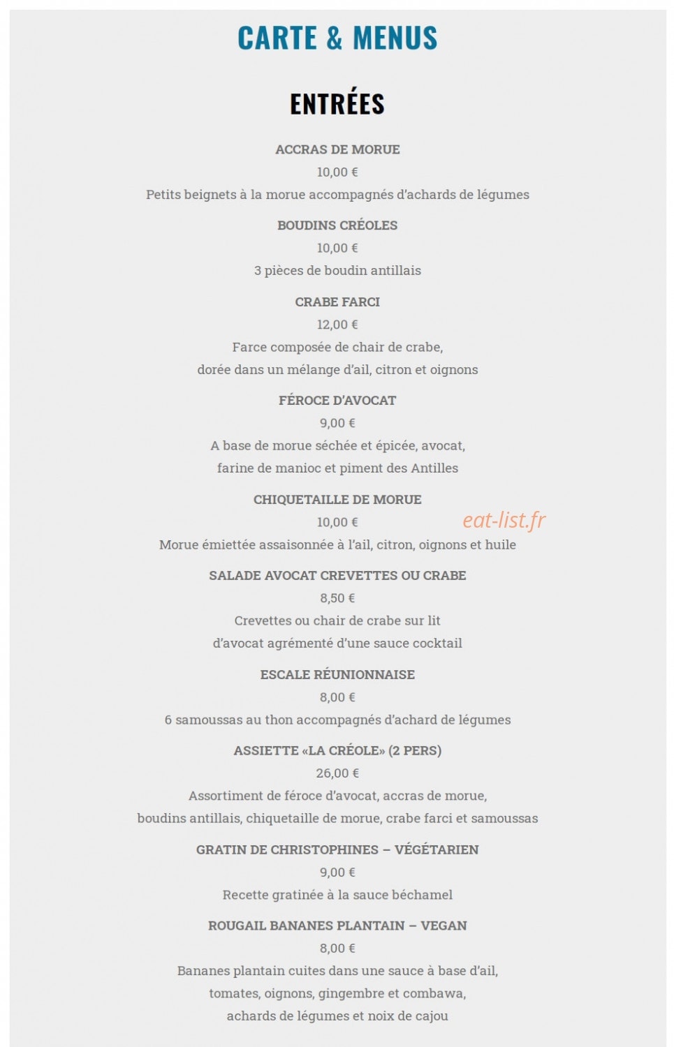La Créole — carte page 3