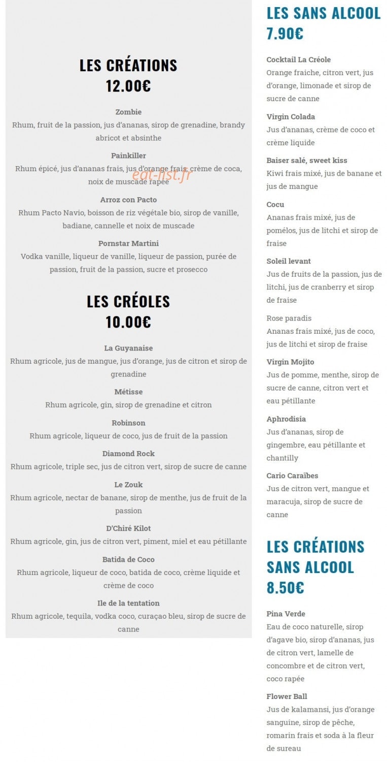 La Créole — carte page 2