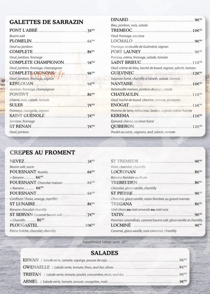 La Crêperie Saint-Malo — carte page 2
