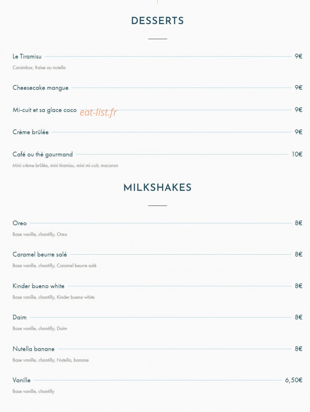 La Gallery — carte page 9