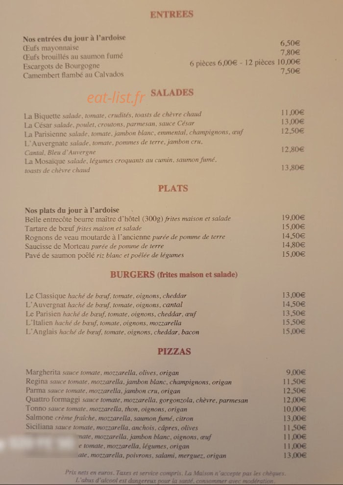La maison du vin — carte page 1